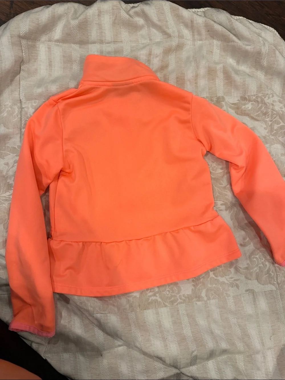 Nike Girls Coral Pink Full-Zip Puffer Jacket with Navy Logo